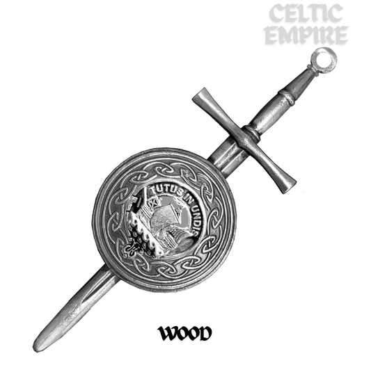 Wood Scottish Family Clan Dirk Shield Kilt Pin