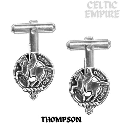 Thompson Family Clan Crest Scottish Cufflinks; Pewter, Sterling Silver and Karat Gold