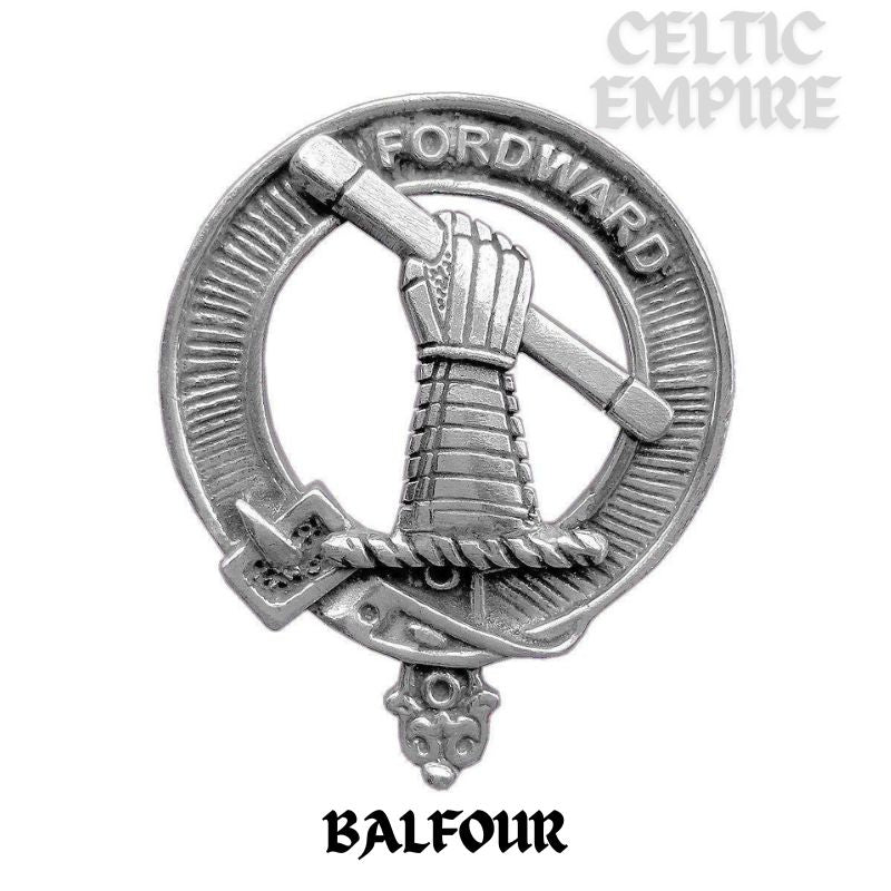 Balfour Round Scottish Family Clan Crest Badge Stainless Steel Flask 5oz