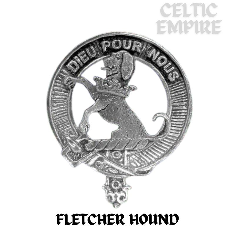 Fletcher (Hound) Round Family Clan Crest Scottish Badge Flask 5oz