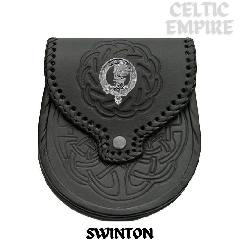 Swinton Scottish Family Clan Badge Sporran, Leather