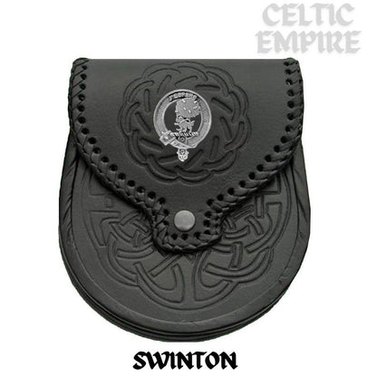 Swinton Scottish Family Clan Badge Sporran, Leather