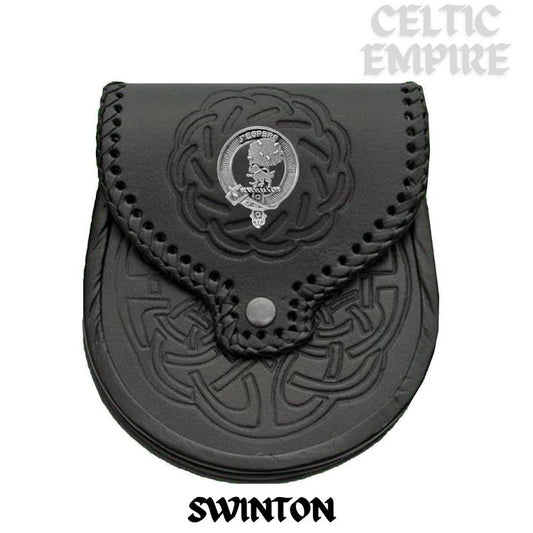 Swinton Scottish Family Clan Badge Sporran, Leather
