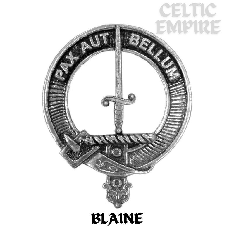 Blaine Round Family Clan Crest Scottish Badge Flask 5oz