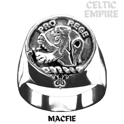 MacFie Scottish Family Clan Crest Ring Sterling Silver and Karat Gold