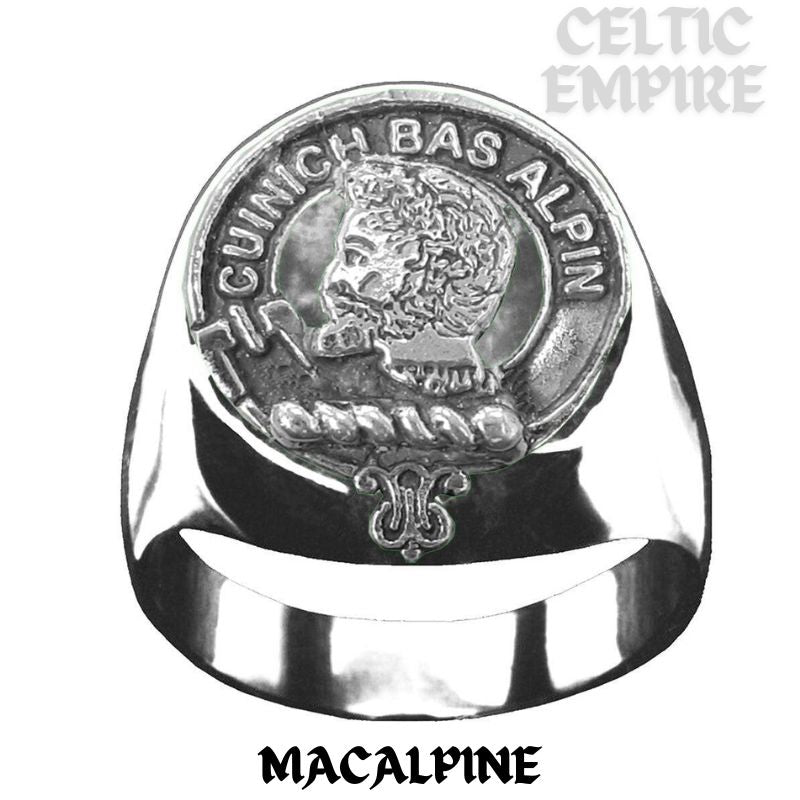 MacAlpine Scottish Family Clan Crest Ring Sterling Silver and Karat Gold