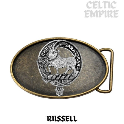 Russell (Goat) Family Clan Crest Regular Buckle