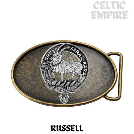 Russell (Goat) Family Clan Crest Regular Buckle