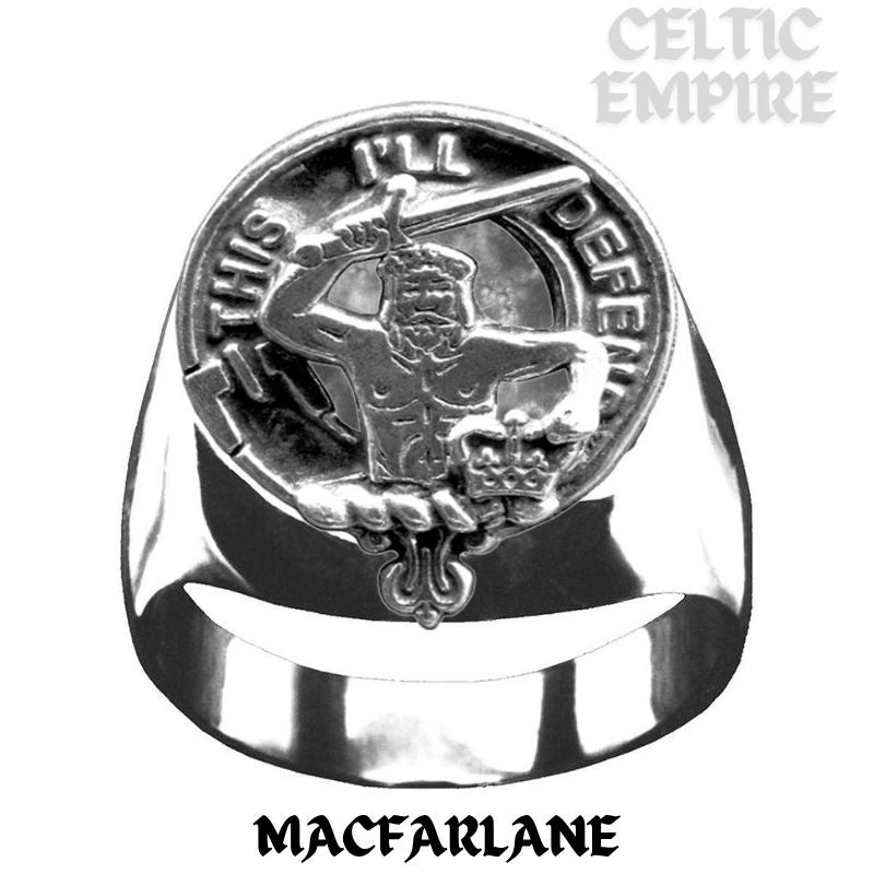 MacFarlane Scottish Family Clan Crest Ring Sterling Silver and Karat Gold