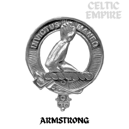 Armstrong Round Family Clan Crest Scottish Badge Flask 5oz