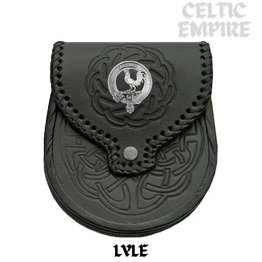 Lyle Scottish Family Clan Badge Sporran, Leather