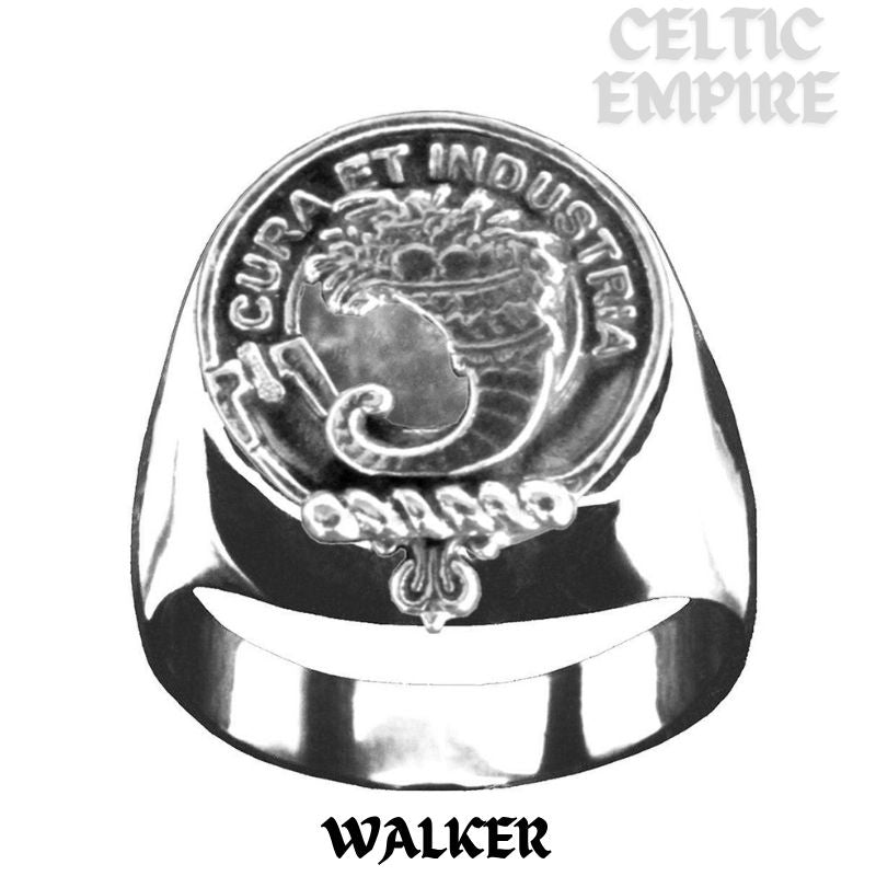 Walker Scottish Family Clan Crest Ring  ~  Sterling Silver and Karat Gold