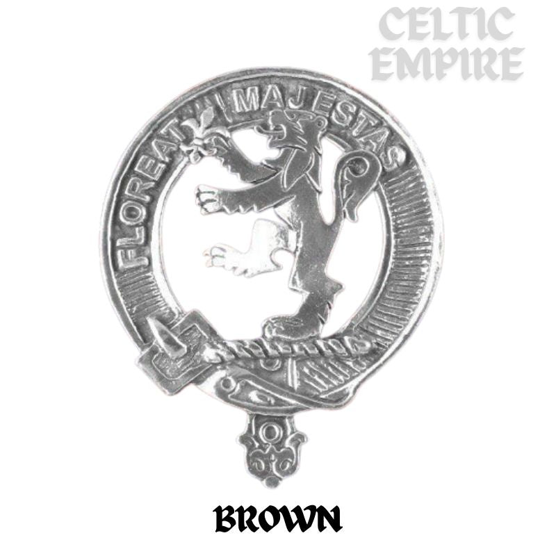 Brown Family Clan Crest Interlace Kilt Belt Buckle