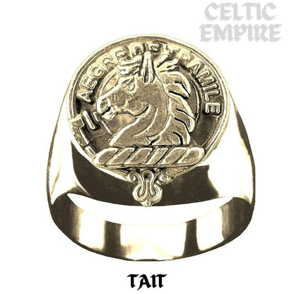 Tait Scottish Family Clan Crest Ring Sterling Silver and Karat Gold