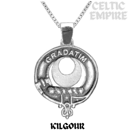 Kilgour Large 1" Scottish Family Clan Crest Pendant - Sterling Silver