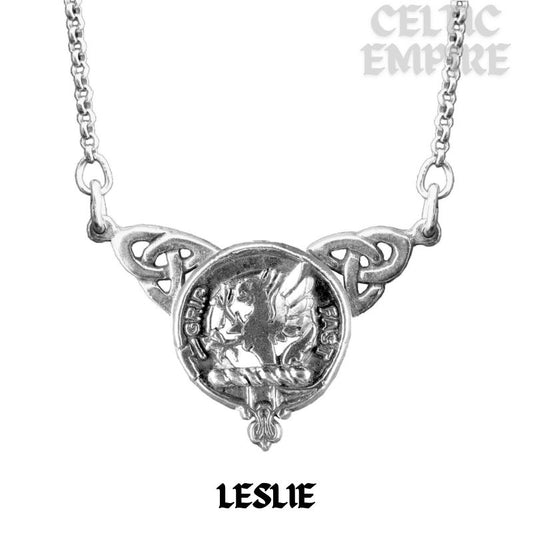 Leslie Family Clan Crest Double Drop Pendant