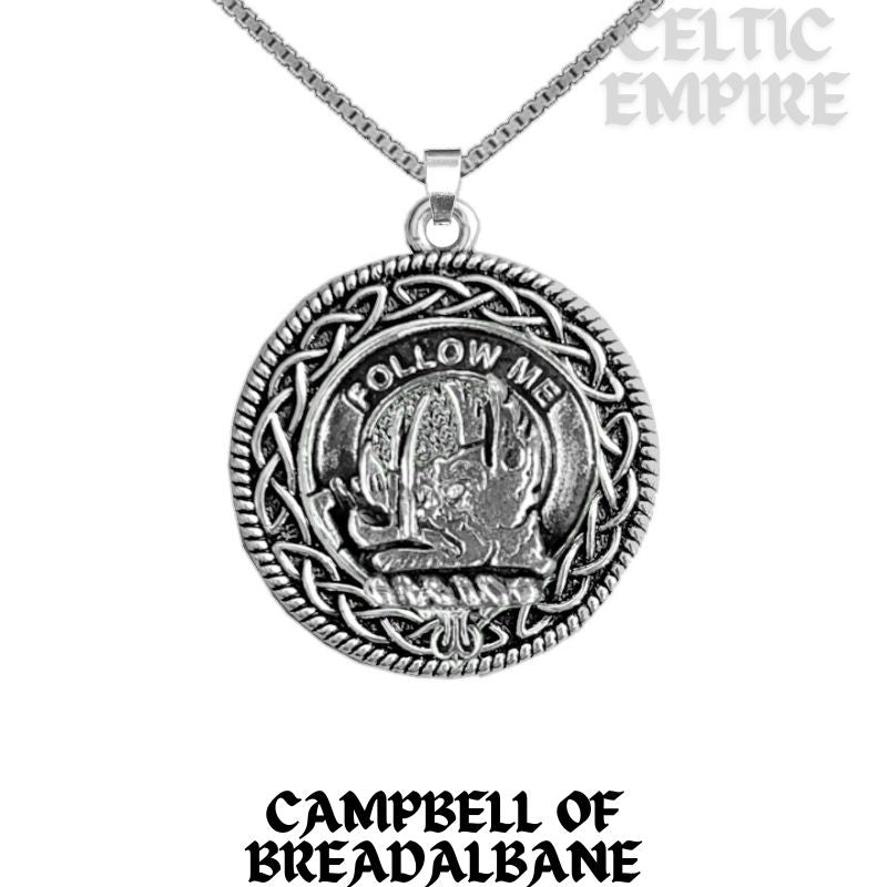 Campbell Breadalbane Family Clan Crest Celtic Interlace Disk Pendant, Scottish Family Crest
