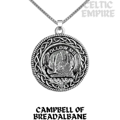 Campbell Breadalbane Family Clan Crest Celtic Interlace Disk Pendant, Scottish Family Crest