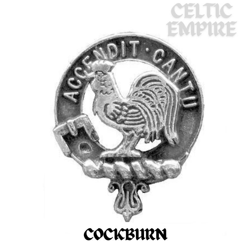 Cockburn Family Clan Crest Celtic Interlace Disk Pendant, Scottish Family Crest