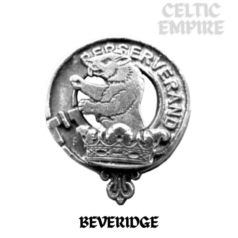 Beveridge Large 1" Scottish Family Clan Crest Pendant - Sterling Silver