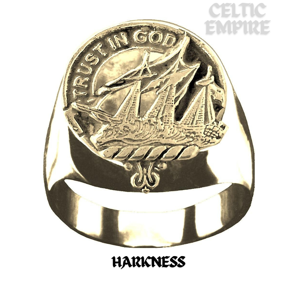 Harkness Scottish Family Clan Crest Ring Sterling Silver and Karat Gold