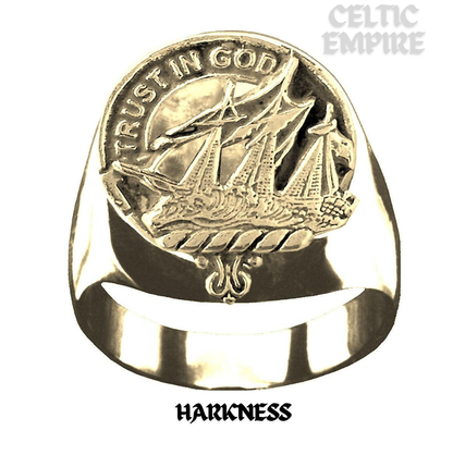 Harkness Scottish Family Clan Crest Ring Sterling Silver and Karat Gold