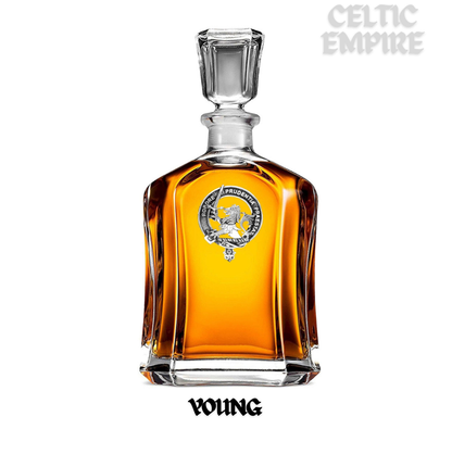 Young Family Clan Crest Badge Whiskey Decanter