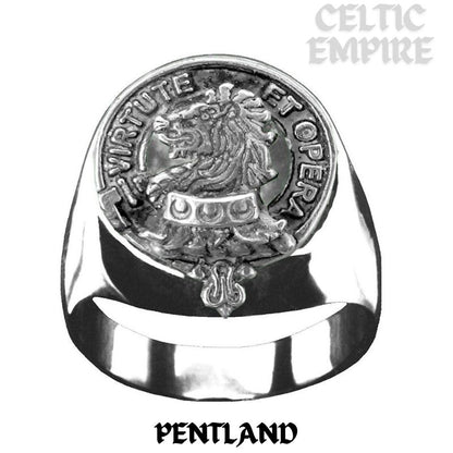 Pentland Scottish Family Clan Crest Ring Sterling Silver and Karat Gold