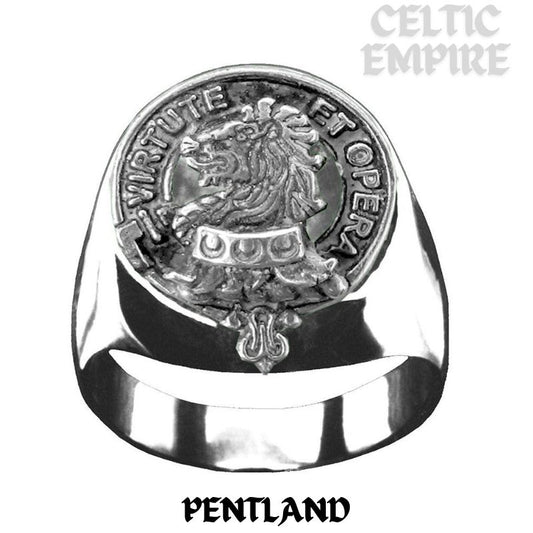 Pentland Scottish Family Clan Crest Ring Sterling Silver and Karat Gold