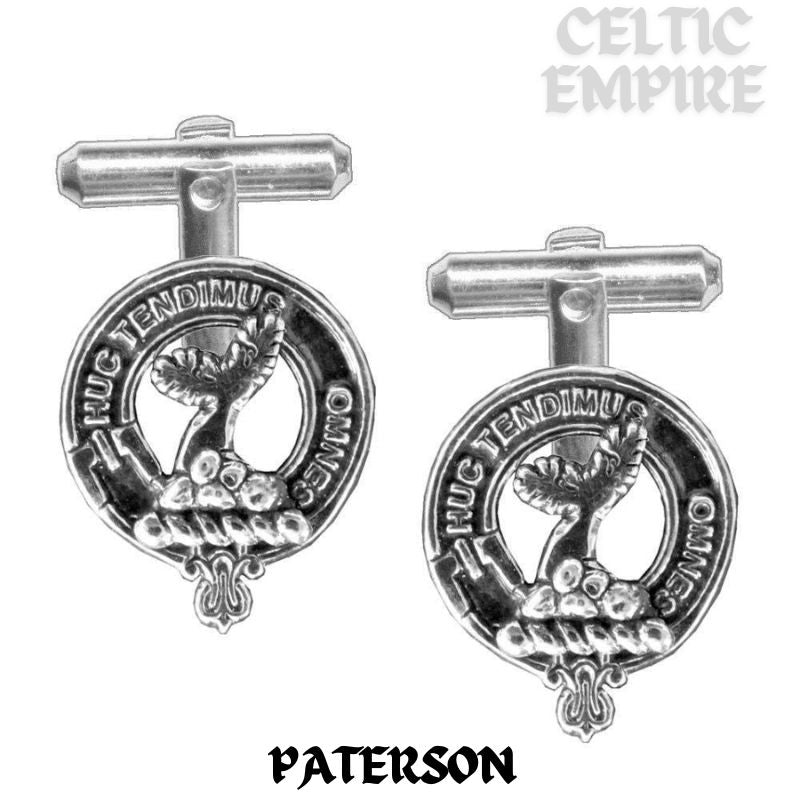 Paterson Family Clan Crest Scottish Cufflinks; Pewter, Sterling Silver and Karat Gold