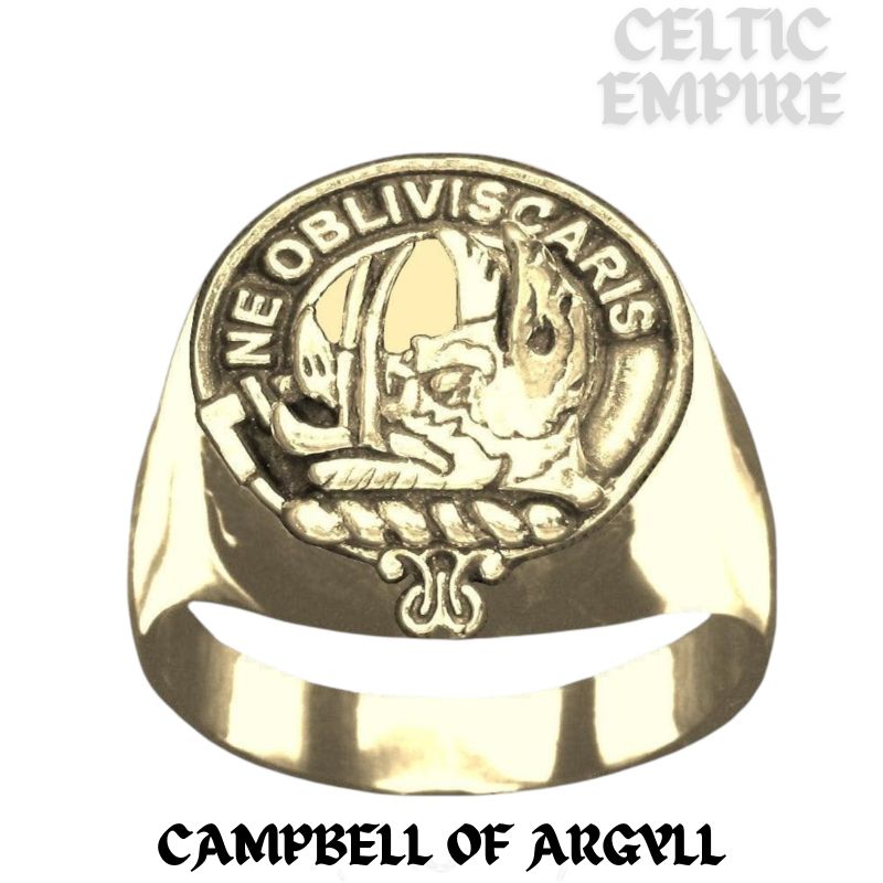 Campbell Argyll Scottish Family Clan Crest Gold Ring - All Clans