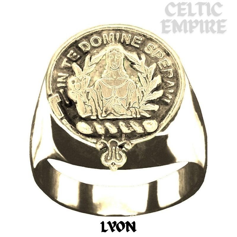 Lyon Scottish Family Clan Crest Ring Sterling Silver and Karat Gold