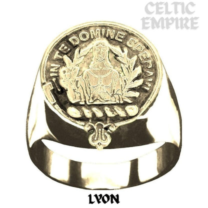 Lyon Scottish Family Clan Crest Ring Sterling Silver and Karat Gold