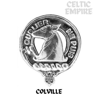 Colville Family Clan Crest Celtic Interlace Disk Pendant, Scottish Family Crest