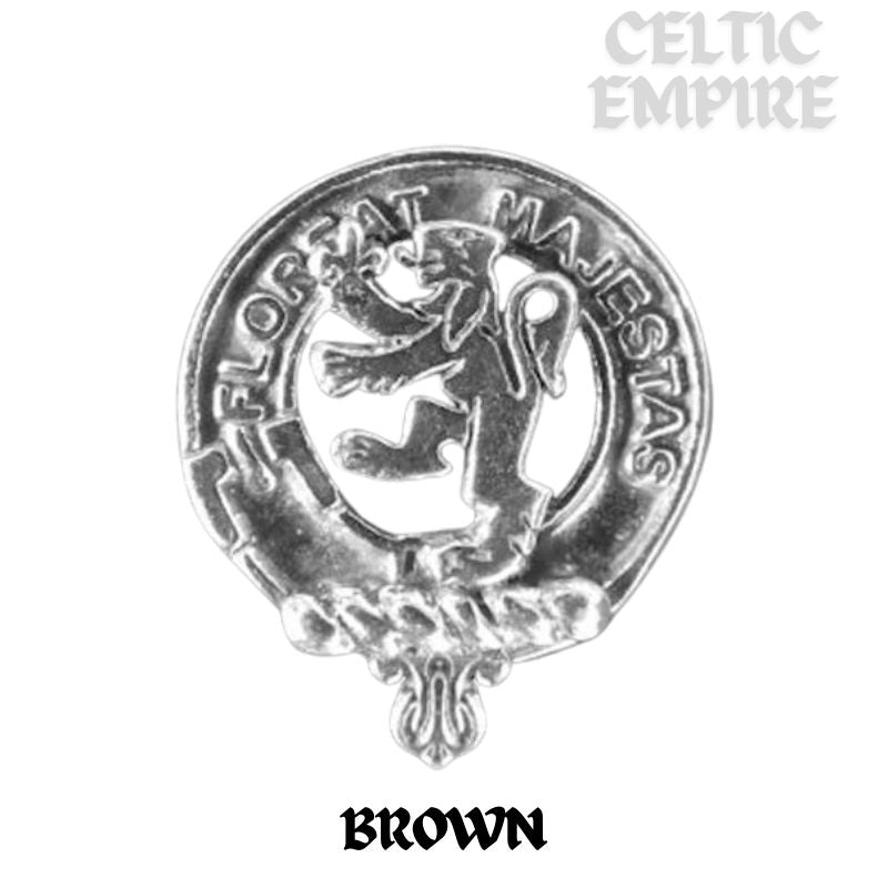 Brown Family Clan Crest Stick or Cravat pin, Sterling Silver