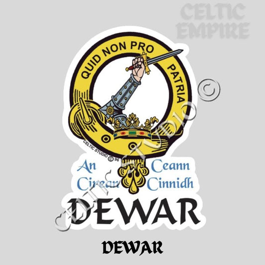 Dewar Family Clan Crest Decal | Custom Scottish Heritage Car & Laptop Stickers