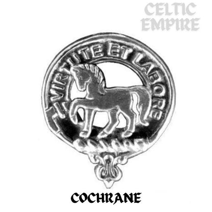 Cochrane Family Clan Crest Scottish Button Loop Tie Bar ~ Sterling silver