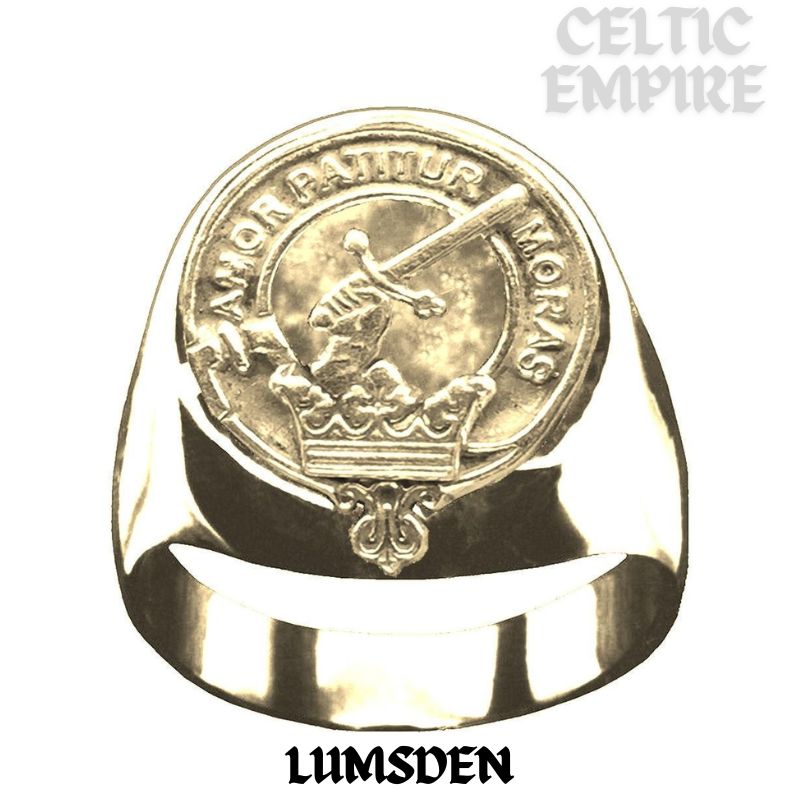 Lumsden Scottish Family Clan Crest Ring Sterling Silver and Karat Gold