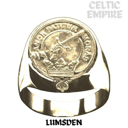 Lumsden Scottish Family Clan Crest Ring Sterling Silver and Karat Gold