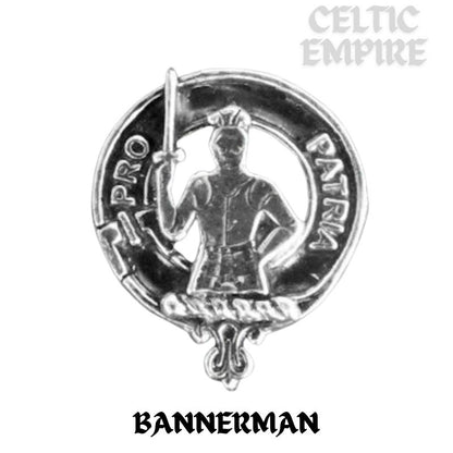 Bannerman Family Clan Crest Stick or Cravat pin, Sterling Silver