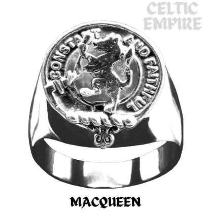 MacQueen Scottish Family Clan Crest Ring Sterling Silver and Karat Gold
