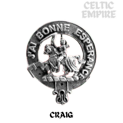 Craig Family Clan Crest Iona Bar Brooch - Sterling Silver