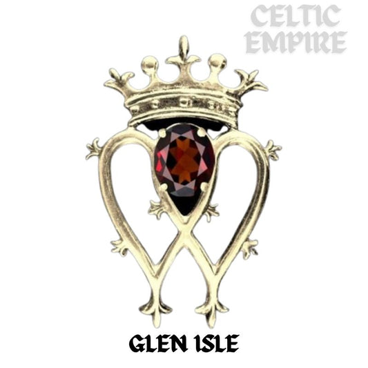 Glen Isle Family Luckenbooth Brooch, Gold Scottish Pin, Gemstone