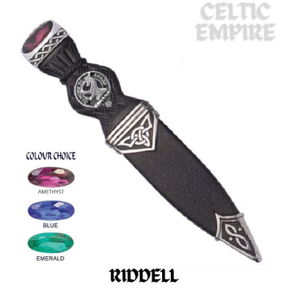 Riddell Interlace Family Clan Crest Sgian Dubh, Scottish Knife