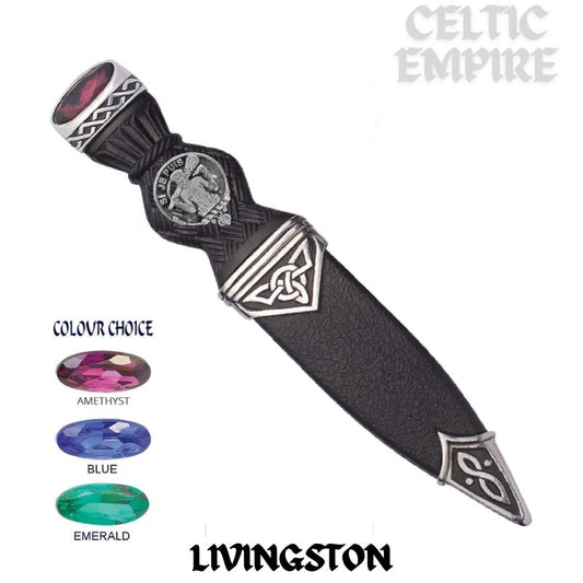 Livingston Interlace Family Clan Crest Sgian Dubh, Scottish Knife