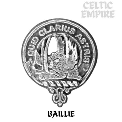 Baillie Family Clan Crest Iona Bar Brooch - Sterling Silver