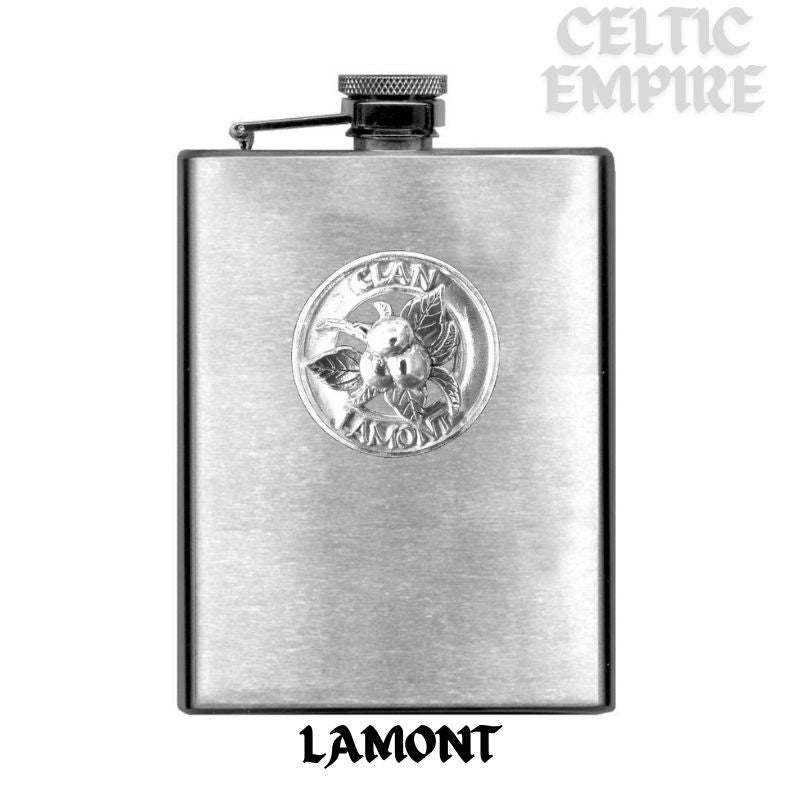 Lamont Crabapple 8oz Family Clan Crest Scottish Badge Stainless Steel Flask