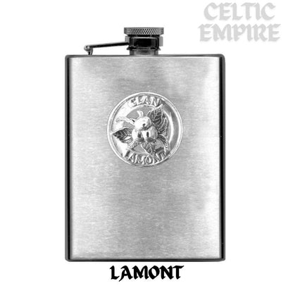 Lamont Crabapple 8oz Family Clan Crest Scottish Badge Stainless Steel Flask