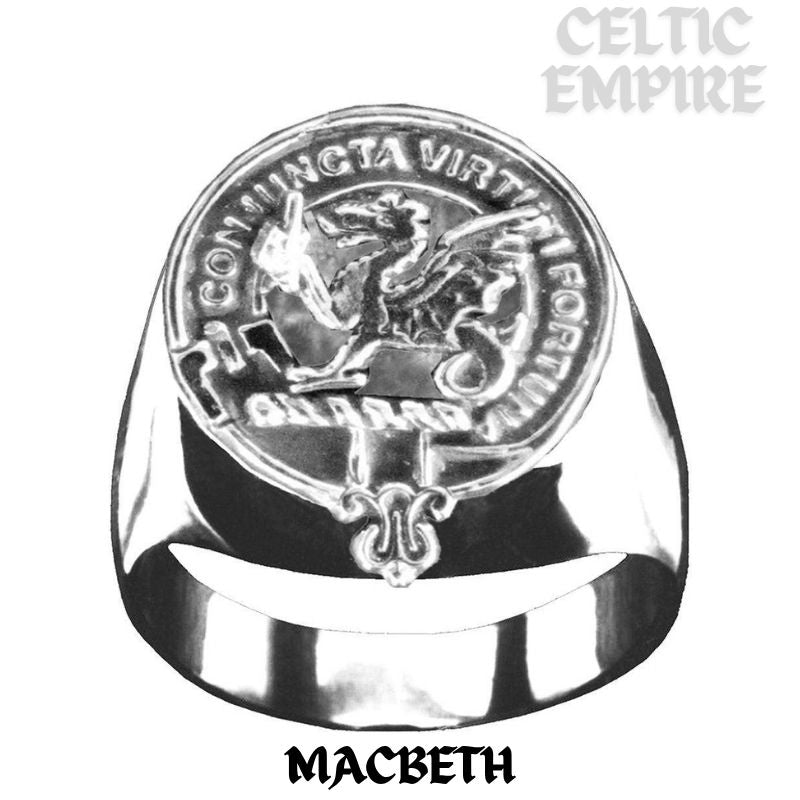 MacBeth Scottish Family Clan Crest Ring Sterling Silver and Karat Gold