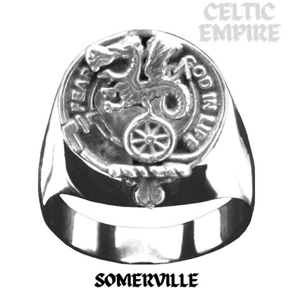 Somerville Scottish Family Clan Crest Ring Sterling Silver and Karat Gold